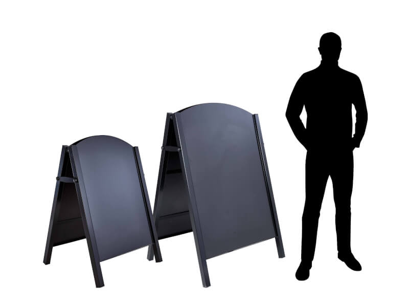 Jämförelse mellan storlekar på A-ställ Griffeltavla