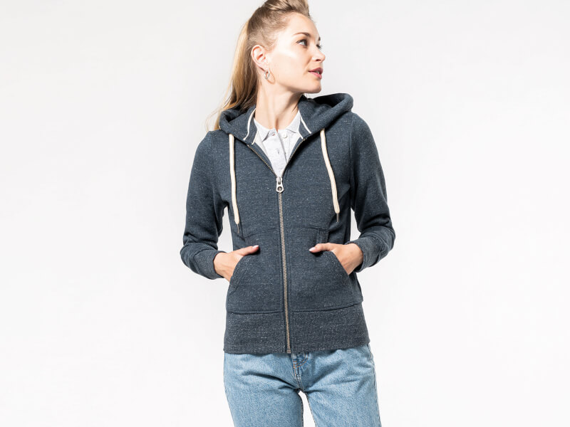 Kariban - Ladies' vintage zipped hooded sweatshirt