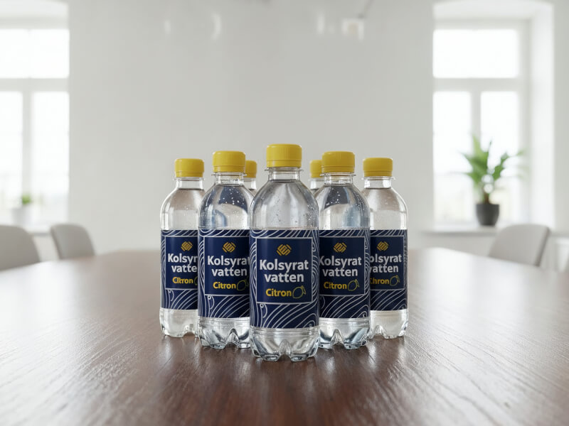 Kolsyrat vatten 33 cl med smak av citron eller päron.