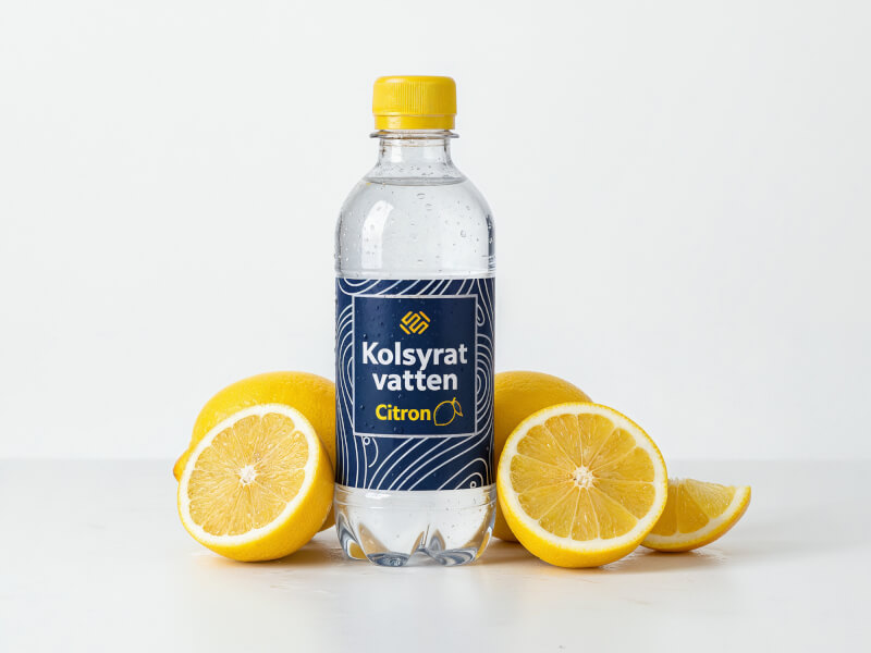 Kolsyrat vatten 33 cl med smak av citron eller päron.