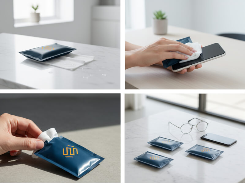 Desinficerande våtservetter med tryck