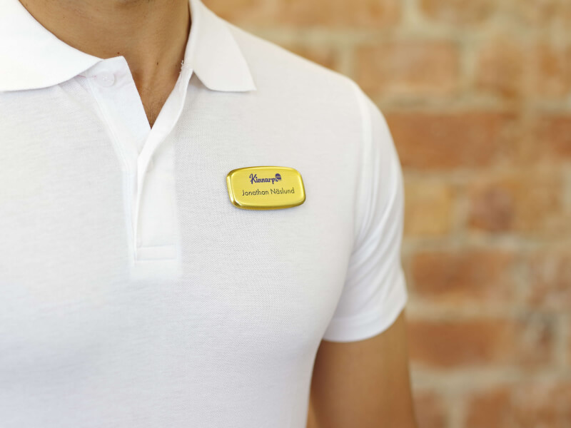 Namnskylt - Rundad 1 - Guld - Fastsatt med magnetfäste